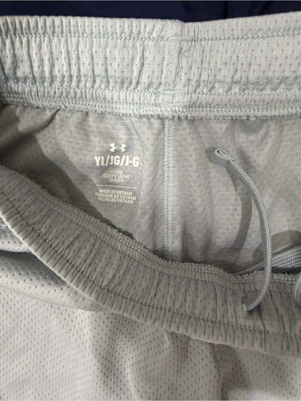 Under Armour Youth Size Large Athletic Shorts — Blue & Light Gray